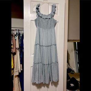 Blue and white striped dress